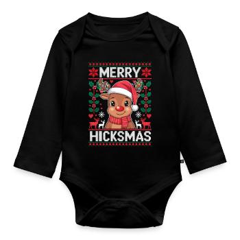 Rentier Rudolph Weihnachten  - Baby Bio-Langarm-Body - Schwarz - Vorne