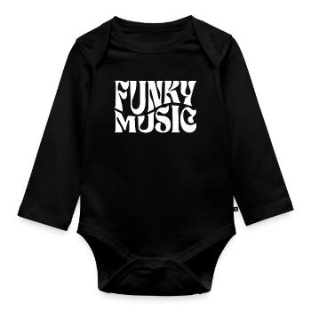 Funky Music Bold Monochrome - Organic Longsleeve Baby Bodysuit - black - Front