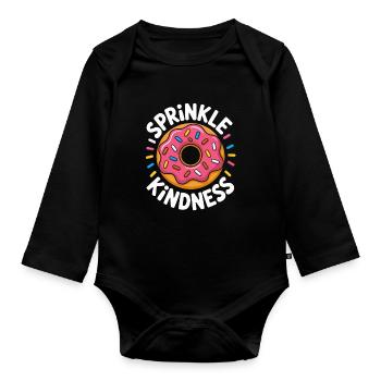 Sprinkle Kindness Warmth Donut Love - Organic Longsleeve Baby Bodysuit - black - Front