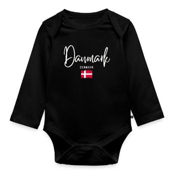 Danish roots, I love Denmark - Organic Longsleeve Baby Bodysuit - black - Front