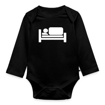 Cooles Bett Silhouetten Piktogramm Design - Baby Bio-Langarm-Body - Schwarz - Vorne