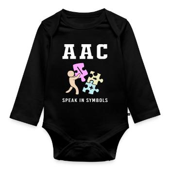 AAC Communication Sign Language SLP - Organic Longsleeve Baby Bodysuit - black - Front