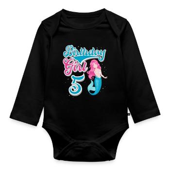 Sirène 5ème anniversaire - Body Bébé bio manches longues - noir - Devant