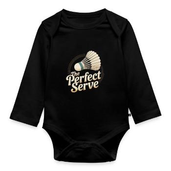 Retro Badminton - Baby Bio-Langarm-Body - Schwarz - Vorne