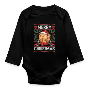 Apple Pie Christmas Funny Ugly Christmas - Organic Longsleeve Baby Bodysuit - black - Front