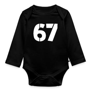 Fun 67 Number 6-7 6 7 Six Seven - Organic Longsleeve Baby Bodysuit - black - Front