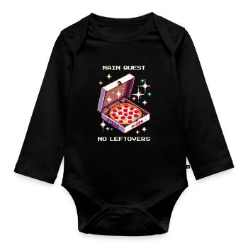 Main Quest: No Leftovers | Pizza RPG Humor - Organic Longsleeve Baby Bodysuit - black - Front