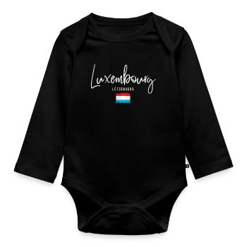 Made in Luxembourg, Luxembourg roots - Organic Longsleeve Baby Bodysuit - black - Front