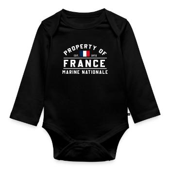 Propriété de la Marine nationale - Body Bébé bio manches longues - noir - Devant