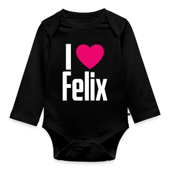 J’aime Felix Pink Heart J’aime Felix - Body Bébé bio manches longues - noir - Devant