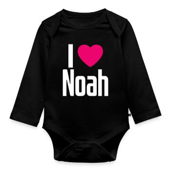 J’aime Noah Cœur Rose J’aime Noah - Body Bébé bio manches longues - noir - Devant