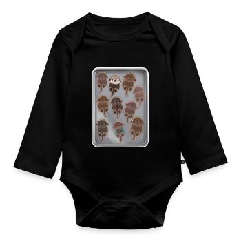 Tazz Talks | Otter Cookie Tray Parade - Organic Longsleeve Baby Bodysuit - black - Front