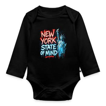 New York State of Mind – Graffiti Street Art Look - Organic Longsleeve Baby Bodysuit - black - Front