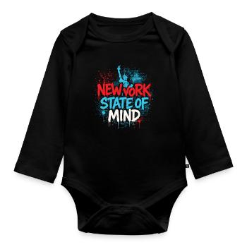New York State of Mind – Graffiti Street Art Look - Organic Longsleeve Baby Bodysuit - black - Front
