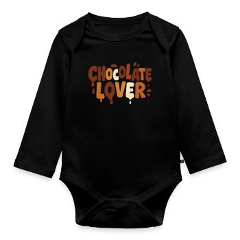 Schoko-Liebhaber Retro Style – Chocolate Lover - Organic Longsleeve Baby Bodysuit - black - Front