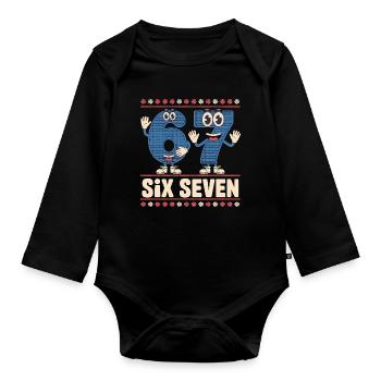 6 7 Six Seven Memes – Christmas Kids Gaming - Organic Longsleeve Baby Bodysuit - black - Front