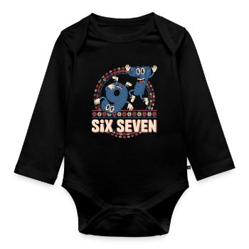 6 7 Six Seven Memes -- Aura Points Kids Gaming - Organic Longsleeve Baby Bodysuit - black - Front