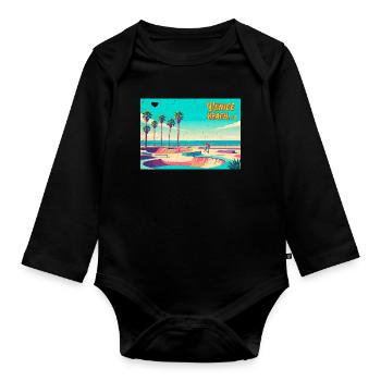 Venice Beach Retro Skater - Baby Bio-Langarm-Body - Schwarz - Vorne