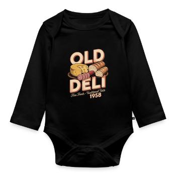 Vintage Delicatessen Advertising - Organic Longsleeve Baby Bodysuit - black - Front