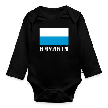 Drapeau de la Bavière avec texte gothique - Body Bébé bio manches longues - noir - Devant