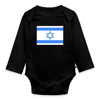 Drapeau d’Israël - Body Bébé bio manches longues - noir - Devant