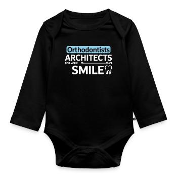 Orthodontistes Architectes Pour Votre Sourire Vêtements - Body Bébé bio manches longues - noir - Devant