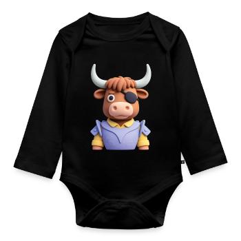 PIRATE BULL - baby & kids - Body Bébé bio manches longues - noir - Devant