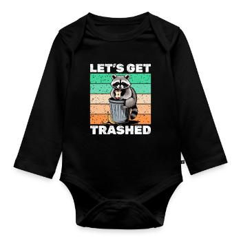 Funny Raccoon - Baby Bio-Langarm-Body - Schwarz - Vorne