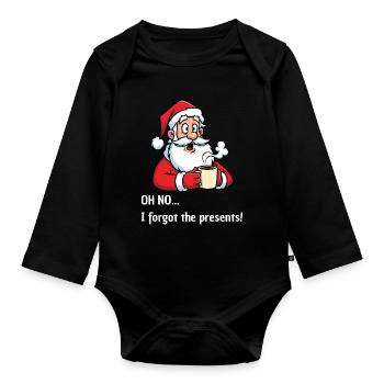 Joyeux Père Noël – J’ai oublié les cadeaux - Body Bébé bio manches longues - noir - Devant