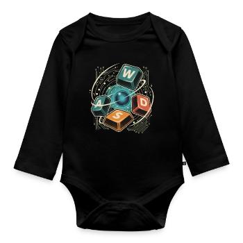 WASD Gaming Cute Cute Gamer Gift - Organic Longsleeve Baby Bodysuit - black - Front