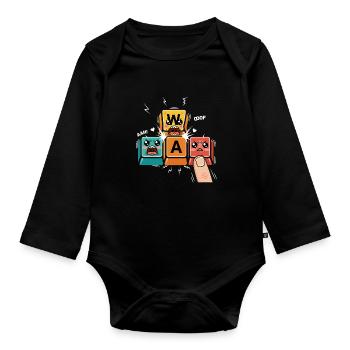 WASD Gamer Kawaii - Organic Longsleeve Baby Bodysuit - black - Front