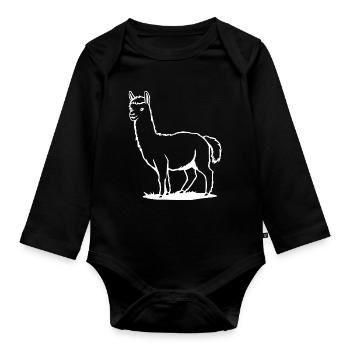 Alpaca T-shirt Gift - Organic Longsleeve Baby Bodysuit - black - Front