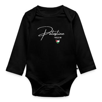Drapeau palestinien, je suis avec la Palestine - Body Bébé bio manches longues - noir - Devant