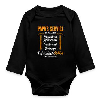 Dad's Service Repairs 24h / Funny Humor - Organic Longsleeve Baby Bodysuit - black - Front