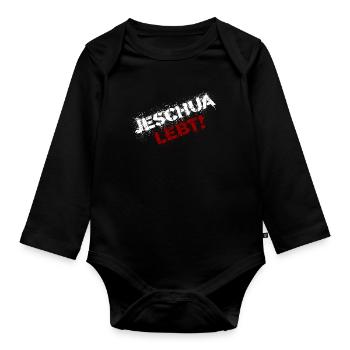 Yeshua lives white and red - Organic Longsleeve Baby Bodysuit - black - Front