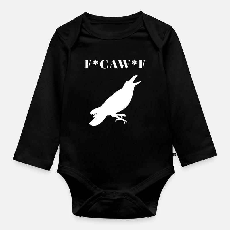 FCAWF Drôle de Oiseau Corbeau - Body Bébé bio manches longues - noir