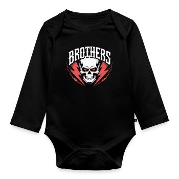 Brothers Skull Thunder Crest - Organic Longsleeve Baby Bodysuit - black - Front