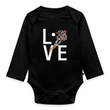 Love Lacrosse Stick Player Passion Sport Lifestyle - Baby Bio-Langarm-Body - Schwarz - Vorne