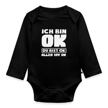 Je vais bien Tu vas bien Tout va bien - Body Bébé bio manches longues - noir - Devant