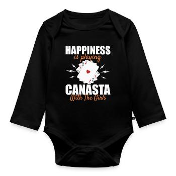 Canasta Luck : Jouer aux cartes avec les filles - Body Bébé bio manches longues - noir - Devant