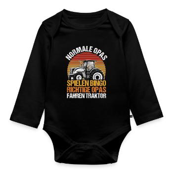 Farmer Farm Farmer Farmer Grandpa Grandpa Trak - Organic Longsleeve Baby Bodysuit - black - Front
