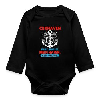 North Sea CUXHAVEN MY NORTH SEA MY PORT Cuxhaven - Organic Longsleeve Baby Bodysuit - black - Front