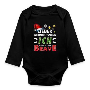 WEIHNACHTSMANN ICH BIN DER BRAVE - Baby Bio-Langarm-Body - Schwarz - Vorne