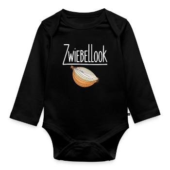 Zwiebellook Outdoor Wandern Trekking - Baby Bio-Langarm-Body - Schwarz - Vorne