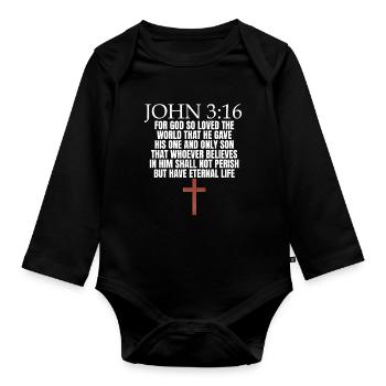 John 3:16 Christian Church of the Faithful John - Organic Longsleeve Baby Bodysuit - black - Front