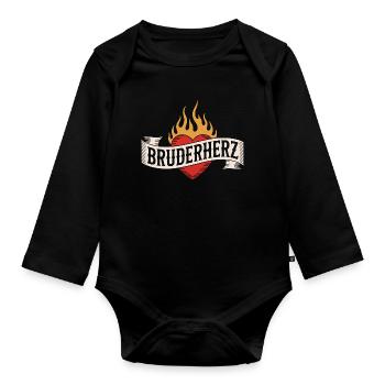 Frère Coeur Frères Grand Bro Disant Petit Frère - Body Bébé bio manches longues - noir - Devant