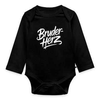 Frère Coeur Frères Grand Bro Disant Petit Frère - Body Bébé bio manches longues - noir - Devant
