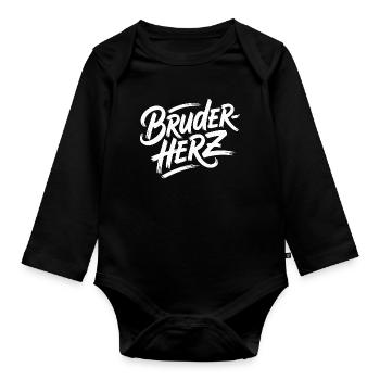 Frère Coeur Frères Grand Bro Disant Petit Frère - Body Bébé bio manches longues - noir - Devant