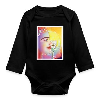 Profil coloré qui sirote - Body Bébé bio manches longues - noir - Devant