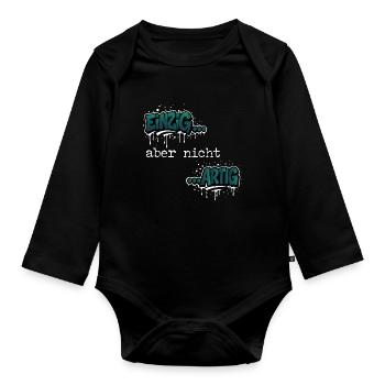 Einzig… aber nicht …artig Einzigartig Spruch - Baby Bio-Langarm-Body - Schwarz - Vorne